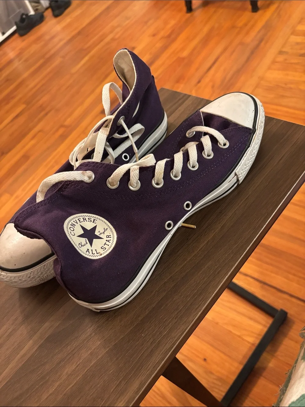 Converse High Top Sneakers in Purple and White - Picture 2 of 4